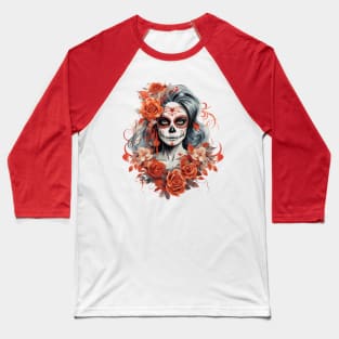 Skull Girl - Halloween Design Baseball T-Shirt